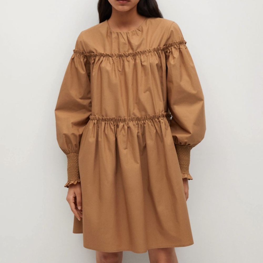 NWT camel colored layered mini dress